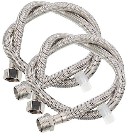 NULYLU 2pcs Washing Machine Extension Hose Braided Stainless Steel Washer Water Supply Line Extension