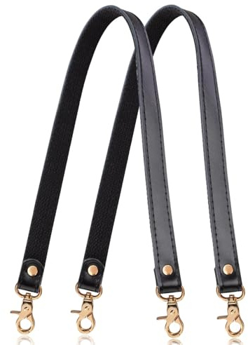 Allzedream Echtleder Umhängetasche Ersatzgurt Leinwand nähen, 2 Stück, Schwarz, Gold Hardware