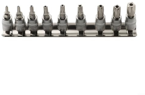 URPIZY 9 Stück 5-Zack Stern Schraubendreher Bits Set 1/4 Zoll Antrieb Stecknuss Pentalobe TS10-TS50 Stahl Anti-Rost Für Torx Schrauben Handwerkzeug Werkstatt, Schraubendreher Set
