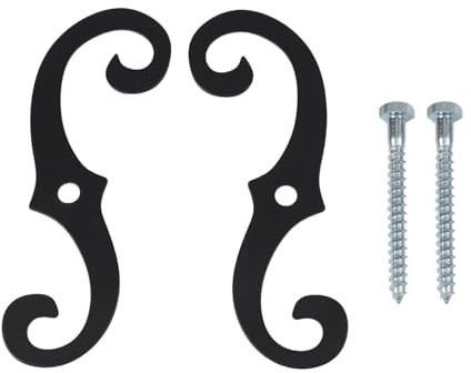 Metall-Verschlüsse für Fensterläden, schwarz, dekorative Gusseisen, S-Form, Halterung mit Befestigungsschrauben für den Außenbereich Zuhause, 2 Stück