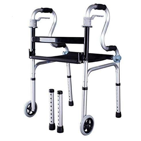 Andador de 2 Ruedas con Ruedas Delanteras Plegables, Ajustable, Ligero, portátil, Compacto, para Personas Mayores con discapacidad, Ayuda para Caminar y Movilidad - Botón pulsador