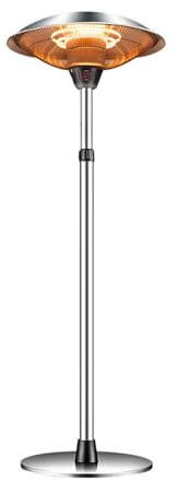 Outdoor Patio Heaters, Electric Outdoor Heater with Base, Tip-over Protection, Adjustable Height, Waterproof Garage Heater for Balcony Courtyard Gazebo Garden