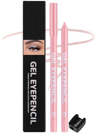 Erinde Cremiger Gel Eyeliner, Hellrosa Schimmernd, Wasserfest & Langanhaltend, Wischfest, Hochpigmentiert, Geschmeidiger Auftrag, Mit Inkludiertem Anspitzer, Anspitzbar, Für Empfindliche Augen, #03