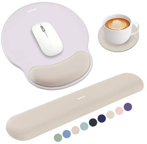 Sushret Mauspad & Tastatur Handballenauflage, 3-in-1 Ergonomisches Gel Memory Foam Handballenauflage mit Handgelenkstütze, Gaming Mauspad Armauflage für Computer Büro Schreibtisch Zubehör, Khaki
