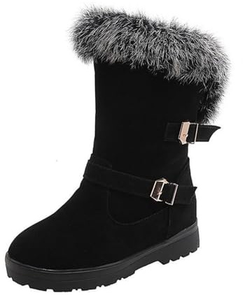 Générique Stivale di Natale da donna, alla moda, con fibbie regolabili, stivali da neve da donna, in peluche caldo, stivaletto di Natale con suola antiscivolo, stivaletto di Natale elegante per regalo