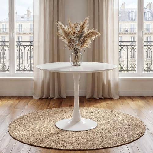 IDIMEX Esstisch Loire, rund 80 cm, Weiß - Esszimmertisch mit Tulpenfuß, runder Küchentisch aus lackiertem MDF, ideal für kleine Essbereiche, modernes Design, pflegeleicht und robust