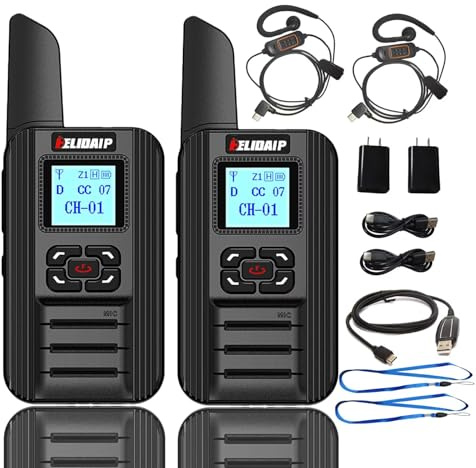 ELIDAIP F-711 Mini Walkie Talkies DMR Digital Analog Funkgerät Aufladbar | USB-C 2000mAh Wiederaufladbarer Tragbare Funkgeräte für Restaurant Event Sicherheitsdienst Wanderabenteuer Outdoor, 1 Paar