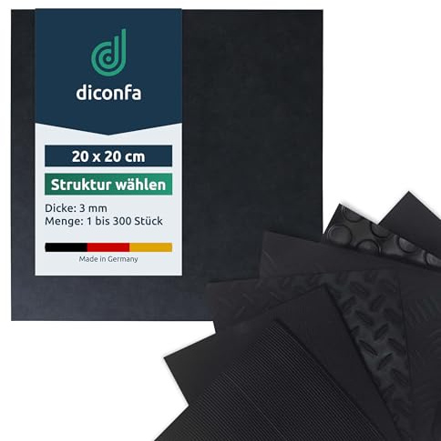 diconfa Gummimatte Schutzmatte Antirutsch Gummipads 20x20cm, 3mm stark WÄHLEN: Art und Menge - Gemischte Oberfläche, 30 Stück - Terrassenpads Plattenlager Unterlage Gerüstbau Logistik Transport
