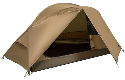 TOMOUNT 1 Person Zelt Ultraleichtes Nylon Rucksackzelt Kleines Packmaß 4 Jahreszeiten Wasserdicht & Winddicht Kompaktes Kuppelzelt für Wandern, Camping, Outdoor