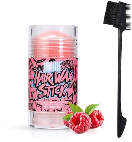 immetee Cire Coiffante en Stick - Styler Anti-Frisottis et Contrôle des Bordures - Texture Sèche Non Grasse et Sans Résidu - Pour Lisser les Baby Hair, Perruques et Tresses - 30g (Framboise)