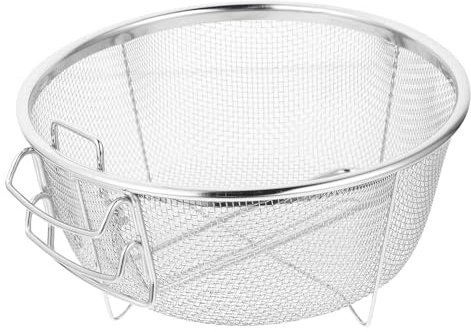 UKCOCO Colador de Acero Inoxidable Redondo Plegable para Freír Mango Resistente al Calor, Espumadera Metálica Fina para Cocina, Adecuado para Papas Fritas y Pollo, Utensilio Multifunción