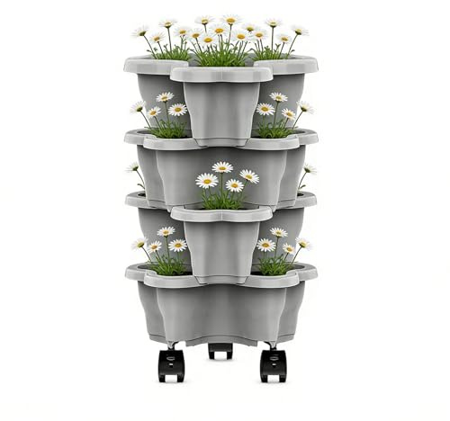 Macetero De Fresas,Resistente a la Intemperie y Drenaje Apilable de Múltiples Niveles - Macetas de Jardinería para Uso en Interior y Exterior - para Jardín, Patio, Balcón, Terraza, Urbano, Decoración