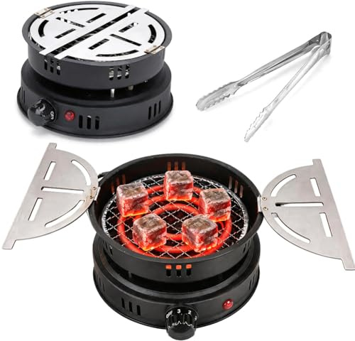 RANJIMA Encendedor de carbón para shisha eléctrico, parrilla de carbón con pinzas, 1000 W, encendedor de carbón eléctrico para carbón, cable exterior, accesorios eléctricos, encendedor de carbón de