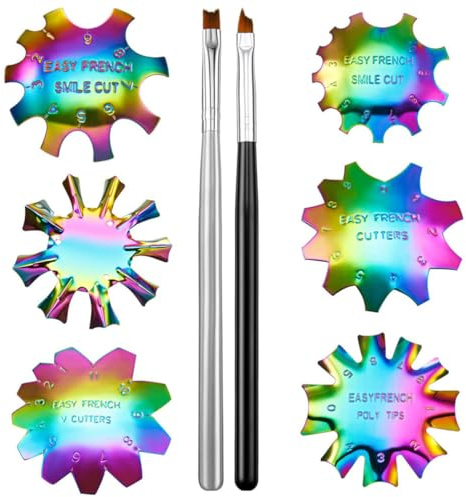 LOPUNER Gabarit à Ongles 6 Modèles Professionnels Solide en Acier Inoxydable pour French Manucure Outil Nail Art pour Débutants et Utilisation à Domicile