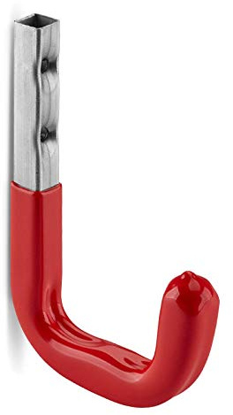 OrgaTech 10 x Wandhaken 115 x 80 mm rot bis 45 Kg Tragkraft mit Gummierung | Gerätehalter Montagehaken Allzweckhaken Regalbodenträger