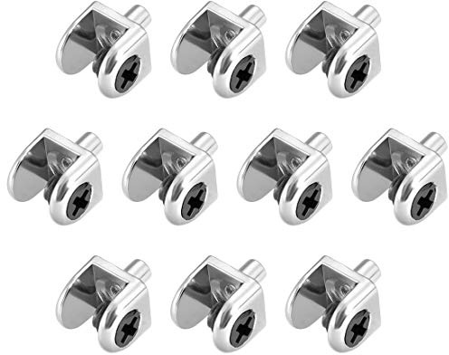 Sourcingmap Glass Shelf Brackets, 10pcs Zinc Alloy Glass Shelf Clamp Pegs Support Clip Shaft Mount for 5-8mm Thick