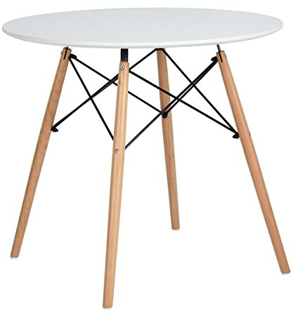 H.J WeDoo Esstisch Klein Tisch, Runder Esszimmertisch, 80x80x74 cm Küchentisch, Speisetisch für Küche, Esszimmer, Wohnzimmer und Büro, Weiß