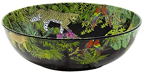Les Jardins de la Comtesse - Insalatiera grande in melamina nero/verde del servizio da tavola Jungle Dinner Service - Collezione di stoviglie in melamina - 4L / Ø 31 cm