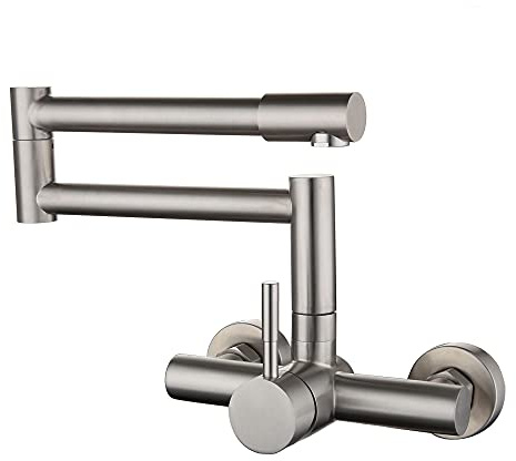 HomeLava Faltbar Spültischarmatur Einhand Küchenarmatur Wandmontage Einhebelmischer Wasserhahn Küche Armatur Wand Edelstahl [Upgraded Version]