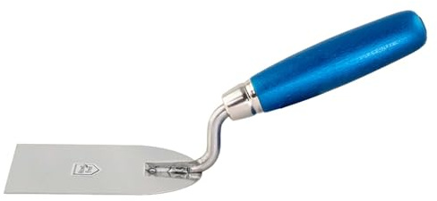 TRUFA Gipserspachtel rostfrei mit Holzgriff Blau, 6cm Stuckateurspachtel, Spachtelkelle, Glättekelle, Edelstahl, Werkzeug zum Verputzen, Made in Germany