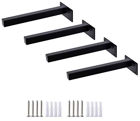 DIYH 4 Stück Regalwinkel Regalhalterung Unsichtbar - Schwarz Metall Regalhalter - Regalbodenträger Unsichtbar Für Keller Küche, Robuste Tragstruktur, Mit Schrauben