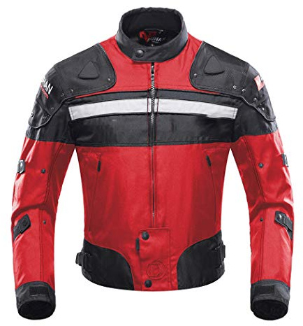 Men Motorcycle Jacket,Motocross Racing Suits,Motorbike Protector Clothing for Autumn Winter,Moto Windproof Coat Red M