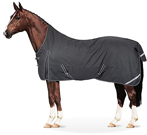 Equinate Regendecke Oakland Highneck Weidedecke mit Fleece 135cm Grau
