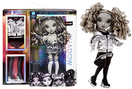 SHADOW HIGH Rainbow HIGH Serie - Nicole Steel - Modepuppe in Grautönen mit lockigen Haaren, Zwei Designer-Outfits und Accessoires - Zum Sammeln - Für Kinder ab 6 Jahren