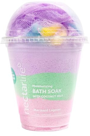 Milkshake Bath Soak, Bubble Bath Soak, Natural Detox Foaming Bath Soak, Moisturizing Body Soak, Foot Soak, Vegan Body Skin Care, 9 oz.(Mermaid Lagoon)