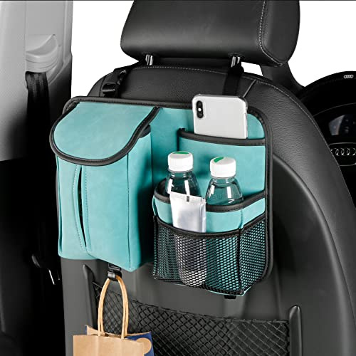 MISNODE Autositz-Rücksitz-Organizer, große Kapazität, Autositz-Rücksitz-Aufbewahrungstasche, Leder-Vordersitz-Auto-Organizer, Universal-Hänge-Autositz-Organizer, Blau
