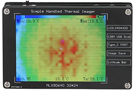 Fockety Thermal Imager, Display LCD Ad Alta Risoluzione da 2,8Pollici Schermo di Visualizzazione Termica Portatile Intervallo di Misurazione della Temperatura della Termocamera da -40-572℉