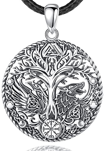 AEONSLOVE Collar Árbol de la Vida Vikingo para Hombre Mujer Colgante Yggdrasil Plata de Ley 925 Joyas Odin Vikingo Regalo Amuleto Nórdico Vintage