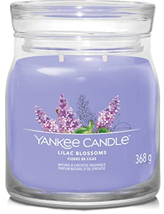 Yankee Candle Signature doftljus | Lila blommor medium burkljus med dubbla vekar | Sojavaxblandning långt brinnande ljus | perfekta gåvor för kvinnor (1629997E)