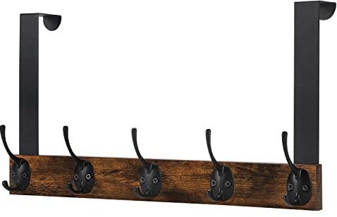 YINMIT Türhaken Organizer, über der Tür Handtuchhalter für Badezimmer, über Tür Holzbügel mit 5 Metallhaken, zum Aufhängen von Kleidung, Hüten, Wohnzimmer, Schlafzimmer
