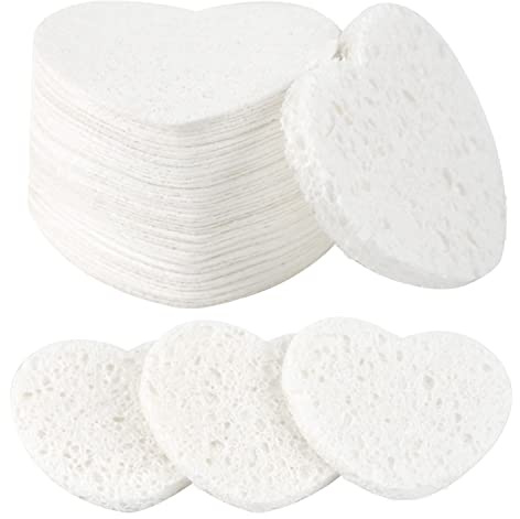 50-Count Facial Sponges Compressed, 100% Natural Cellulose Face Sponge Professional Cosmetic Spa Sponges for Face Cleansing, Exfoliating Mask, Makeup Removal for Travel and Home, White