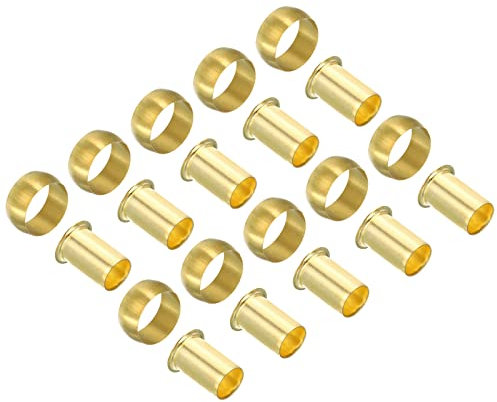 PATIKIL 12mm Tubo OD Ottone Compressione Manicotti Ghiere 20pz Ottone Ghiera Ottone Compressione Inserto Montaggio Assortito Kit per Aria Acqua Gas Tubo