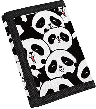 COEQINE Geldbörse im Hawaii-Stil, leicht, dreifach faltbar, Kreditkartenfach mit Münzfach für Reisen, Panda, Casual