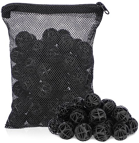 Segarty Aquarium Bio Balls, 1 inch Koi Pond Filter Media Bio Ball with Sponge for Aquarium Filter Canister Filter Biological Filtration for Freshwater Marine Fish Tank Sump (50 PCS with Mesh Bag)