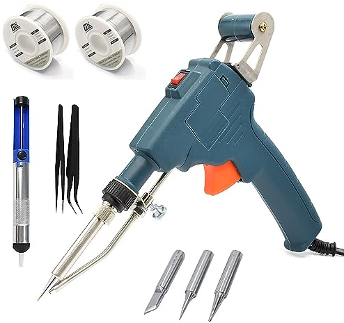 Kit di Saldatore a Stagno, Pistola di Saldatura 60W, Pistola per Saldatura Portatile Kit Saldatore con Punte da 3 Pezzi, Kit di Saldatore con una Sola Mano per Saldatura e Riparazione
