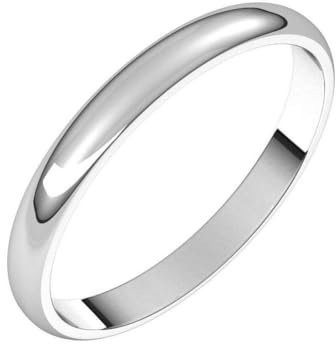 14 Karat Weißgold, 2,5 mm, leichter halbrunder Bandring, US-Größe 8, Schmuck für Damen, One Size, Metall Weißgold Goldfarben Metall: Weißgold, Kein Edelstein
