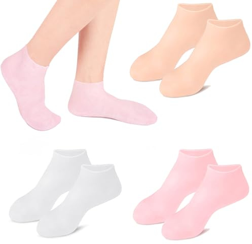 Braleto 3 Paar Silikon Socken Feuchtigkeitsspendende Socken, Frauen Fuß Spa Pediküre Silikon Socken Spa Gel Socken Fußpflege für trockene rissige Füße raue Haut