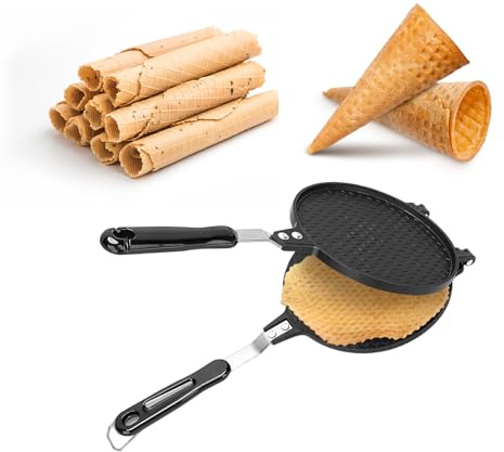 Topyond Cone Maker, Non-Stick Waffle Cone Maker, Electric Egg Roll Pan, 8.5In Crispy Cone Mold, Waffle Bowl Machine for DIY Ice Cream Cones, Egg Rolls, Home Use