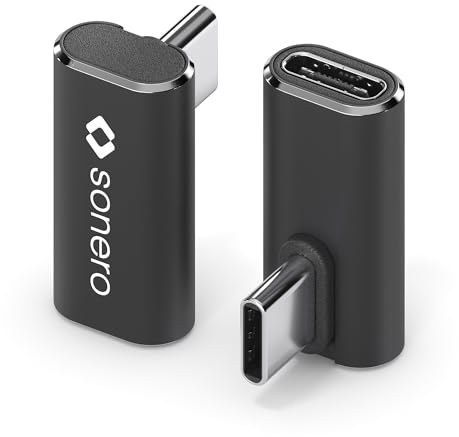 Sonero USB-C vers Prise USB tournée/coudée à 90°, fiche, Adaptateur USB-C, 240 W, 8K60 Hz, boîtier en Aluminium, Noir