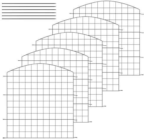 WOLTU Recinzione Giardino, 5 Pannelli Recinti in Ferro, Recinzione Giardino Esterno con Picchetti, Rete per Recinzioni, Staccionata per Giardino, 78x70 cm, a Forma di Arco, Nero