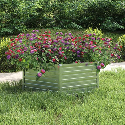 ZEYUAN Garten-Hochbeet, Palettenrahmen, Hochteich, Gemüsebeet, Kräuterregal Balkon, Blumenbeet, Kräuterspirale, Tomatenbeet, Pflanzhochbeet, 129x45 cm Verzinkter Stahl Silber