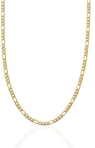 CRAFTD - Gold Figaro Link Chain - Durable 18K Gold & 316L Stainless Steel - Waterproof, Heat & Sweat Resistant - Gifts for Men - Mens Jewellery - Width 5MM - Length 50cm