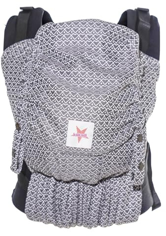 KOKADI Babytrage Flip Heart2Heart Stone (Babysize) – Ergonomisch & sicher, handgefertigt aus 100% Bio-Baumwolle – Ab Geburt bis 15 kg, einfach anzulegen, ideal für den täglichen Gebrauch – Grau