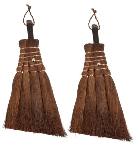 MAGICLULU 2 Pièces Petit Balai Naturel Petite Brosse À Main Asiatique Thai Plumeau Balais Paille Balai Pour Nettoyer La Pelle À Poussière De Bureau