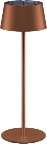 goobay LED Tischleuchte Solar/stufenlos dimmbar mit Touch Steuerung/Kabellose LED Akku Tischlampe für Innen und Außen IP44 / 150lm und 3000K warmweiß, USB-C, Bronze / 73932
