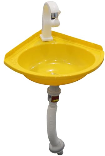 Farb waschbecken aus Kunststoff Kleines Eck Handwaschbecken, Wandausgussbecken Kunststoff, Mini Waschbecken, Wohnmobil Waschbecken Spülbecken für Garten Camping Keller
